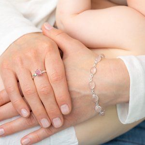 Handcrafted Rose Quartz Bracelet in Sterling Silver. (Bracelet Only)